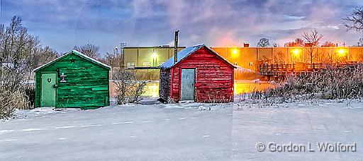 Boathouses At Dawn_P1000100-1.jpg - Photographed along the Rideau Canal Waterway at Smiths Falls, Ontario, Canada.